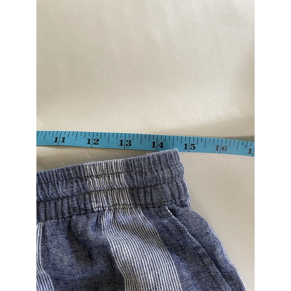 beach lunch lounge Womens Blue/White Stripe Linen Blend Wide Leg Crop Pant Sz M - Picture 7 of 8